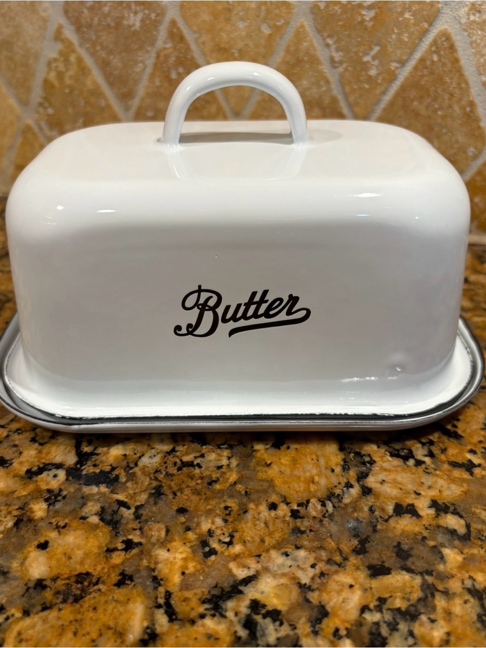 Vintage Style Enamel Butter Dish